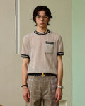 ZHABUXIAO Breathable Textured Linen O-Neck Casual Knit T-Shirt Gray White