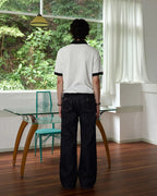 ZHABUXIAO Waffle Knit Contrast Colorblock Casual Polo Shirt White