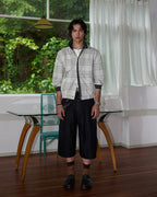 ZHABUXIAO Striped Ankle-Length Straight Belted Dress Pants Black