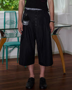 ZHABUXIAO Striped Ankle-Length Straight Belted Dress Pants Black