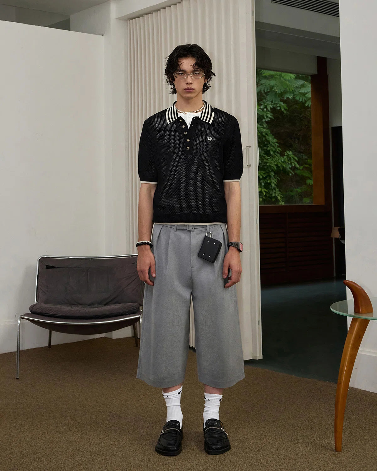 ZHABUXIAO Wool Blend Capri Straight Belted Tailored Dress Pants Gray & Khaki