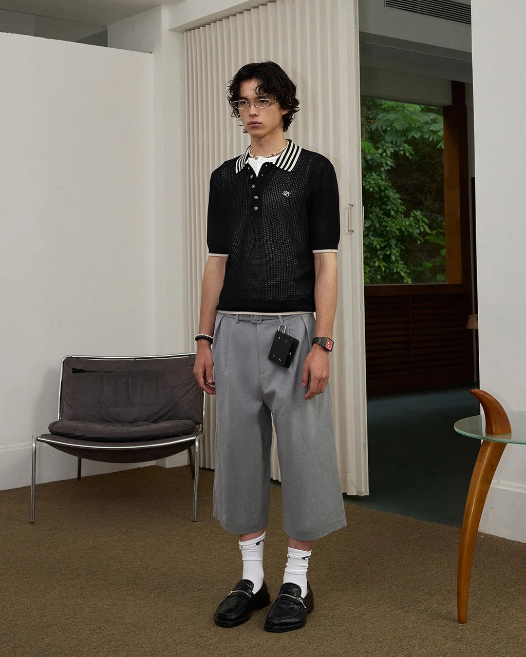 ZHABUXIAO Wool Blend Capri Straight Belted Tailored Dress Pants Gray & Khaki