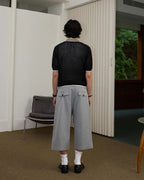 ZHABUXIAO Wool Blend Capri Straight Belted Tailored Dress Pants Gray & Khaki