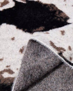 ZHABUXIAO Cow Pattern V Neck Textured Colorblock Knit Sweater Cow Print