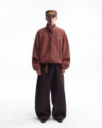 ZHABUXIAO Ramie Tencel Drawstring Adjust Casual Jacket Mahogany