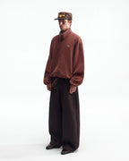 ZHABUXIAO Ramie Tencel Drawstring Adjust Casual Jacket Mahogany