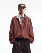ZHABUXIAO Ramie Tencel Drawstring Adjust Casual Jacket Mahogany