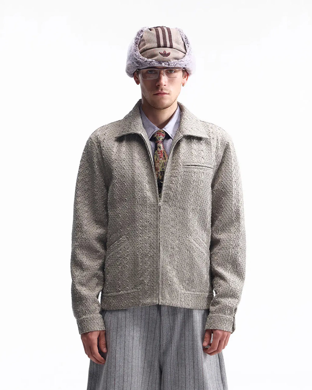 ZHABUXIAO Woven Texture Metal Buckle Adjust Tencel Jacket Sage Green