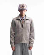 ZHABUXIAO Woven Texture Metal Buckle Adjust Tencel Jacket Sage Green