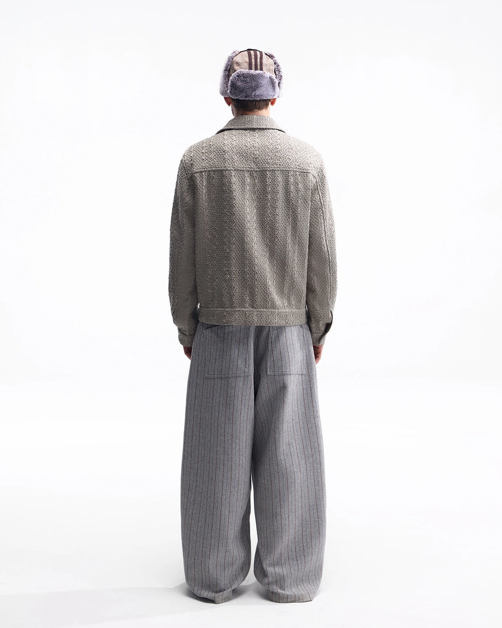 ZHABUXIAO Woven Texture Metal Buckle Adjust Tencel Jacket Sage Green