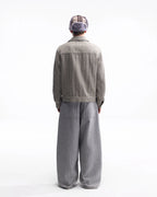 ZHABUXIAO Woven Texture Metal Buckle Adjust Tencel Jacket Sage Green