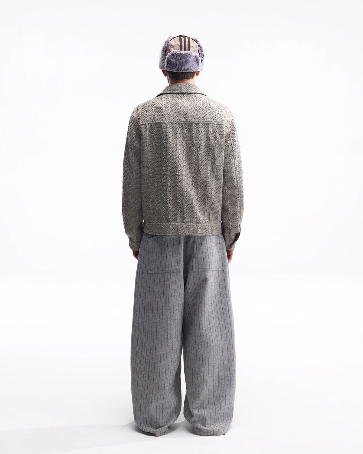 ZHABUXIAO Woven Texture Metal Buckle Adjust Tencel Jacket Sage Green