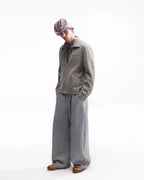 ZHABUXIAO Woven Texture Metal Buckle Adjust Tencel Jacket Sage Green