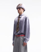 ZHABUXIAO Elegant Crinkled Acetate Satin Long Sleeve Shirt Dusty Purple