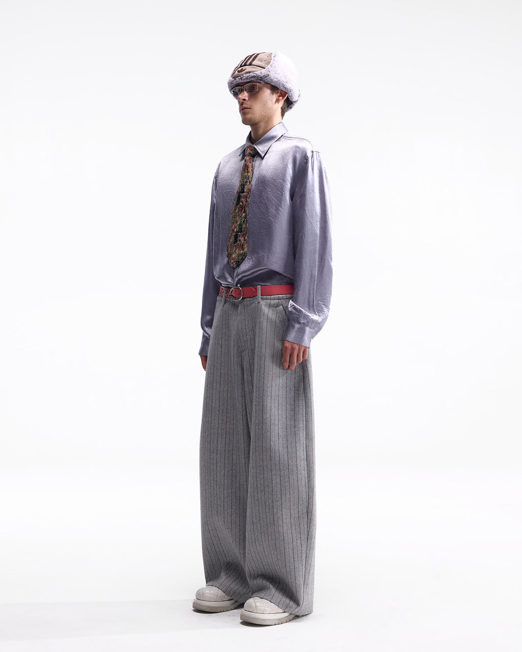 ZHABUXIAO Elegant Crinkled Acetate Satin Long Sleeve Shirt Dusty Purple