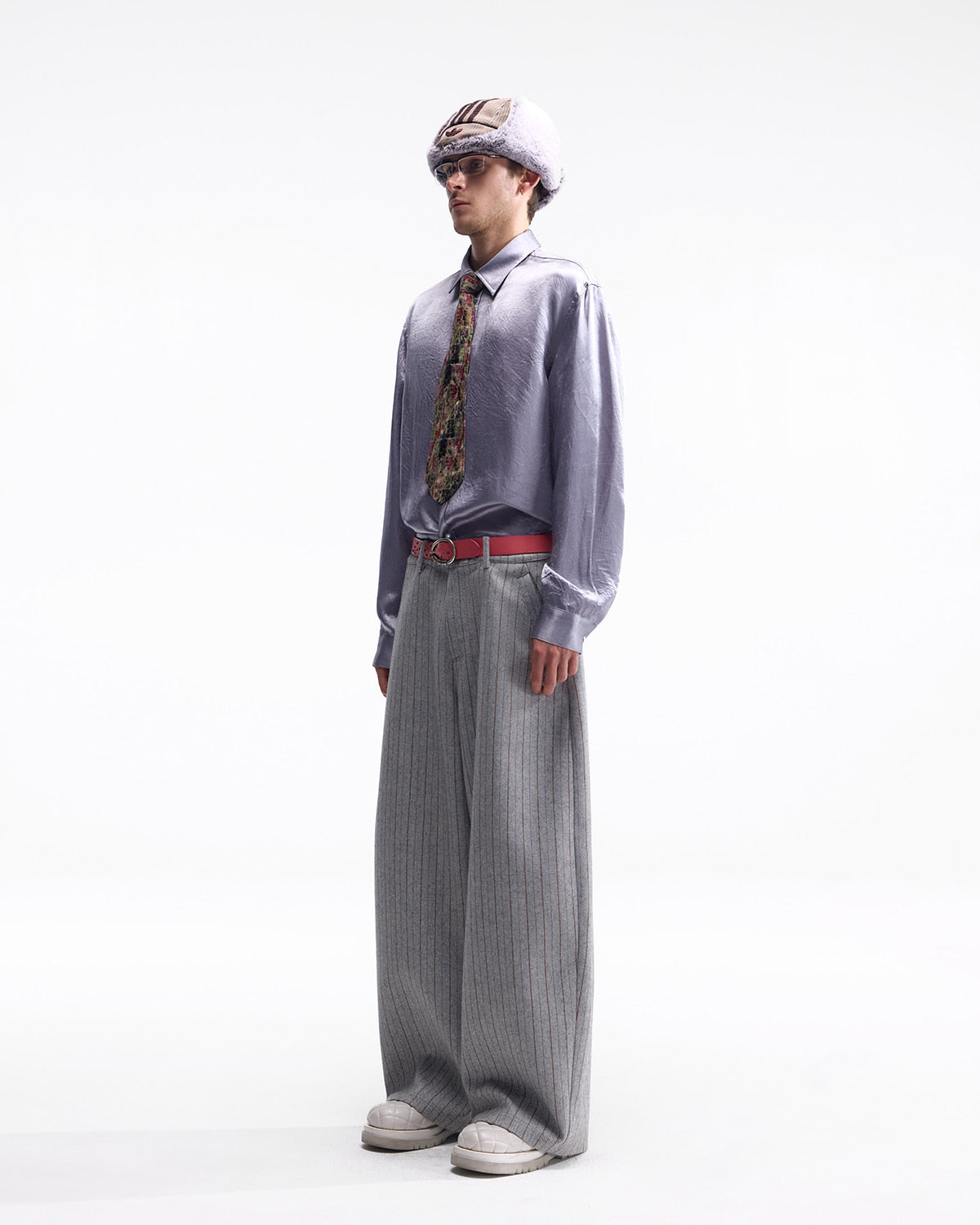 ZHABUXIAO Elegant Crinkled Acetate Satin Long Sleeve Shirt Dusty Purple