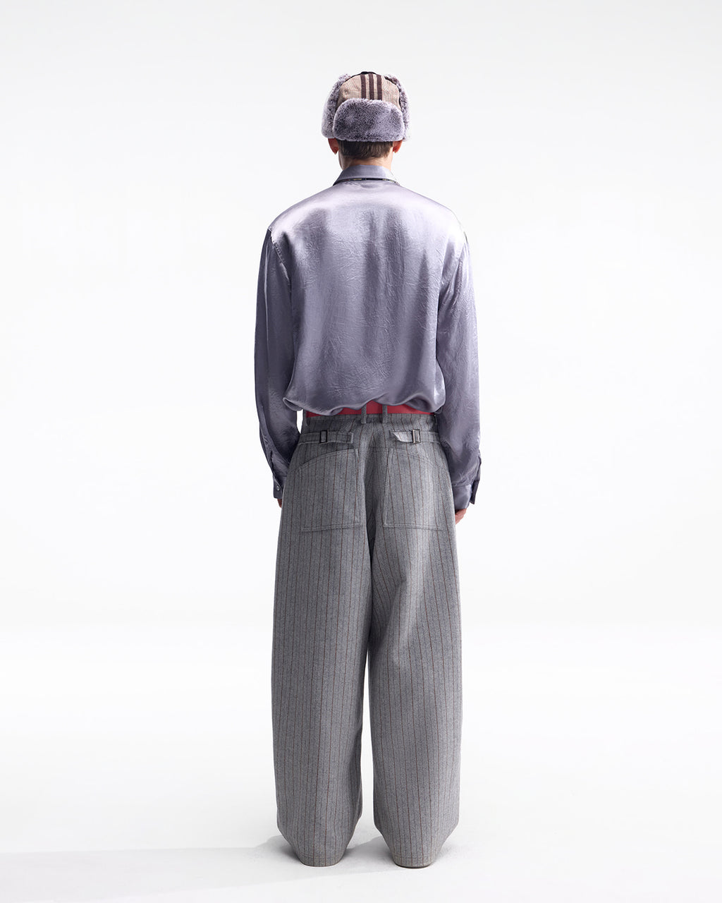 ZHABUXIAO Elegant Crinkled Acetate Satin Long Sleeve Shirt Dusty Purple
