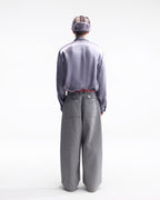 ZHABUXIAO Elegant Crinkled Acetate Satin Long Sleeve Shirt Dusty Purple
