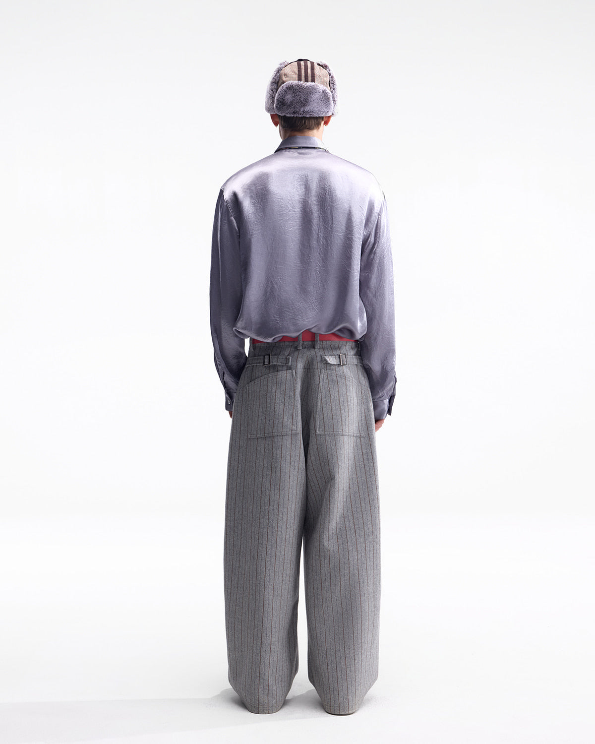 ZHABUXIAO Elegant Crinkled Acetate Satin Long Sleeve Shirt Dusty Purple
