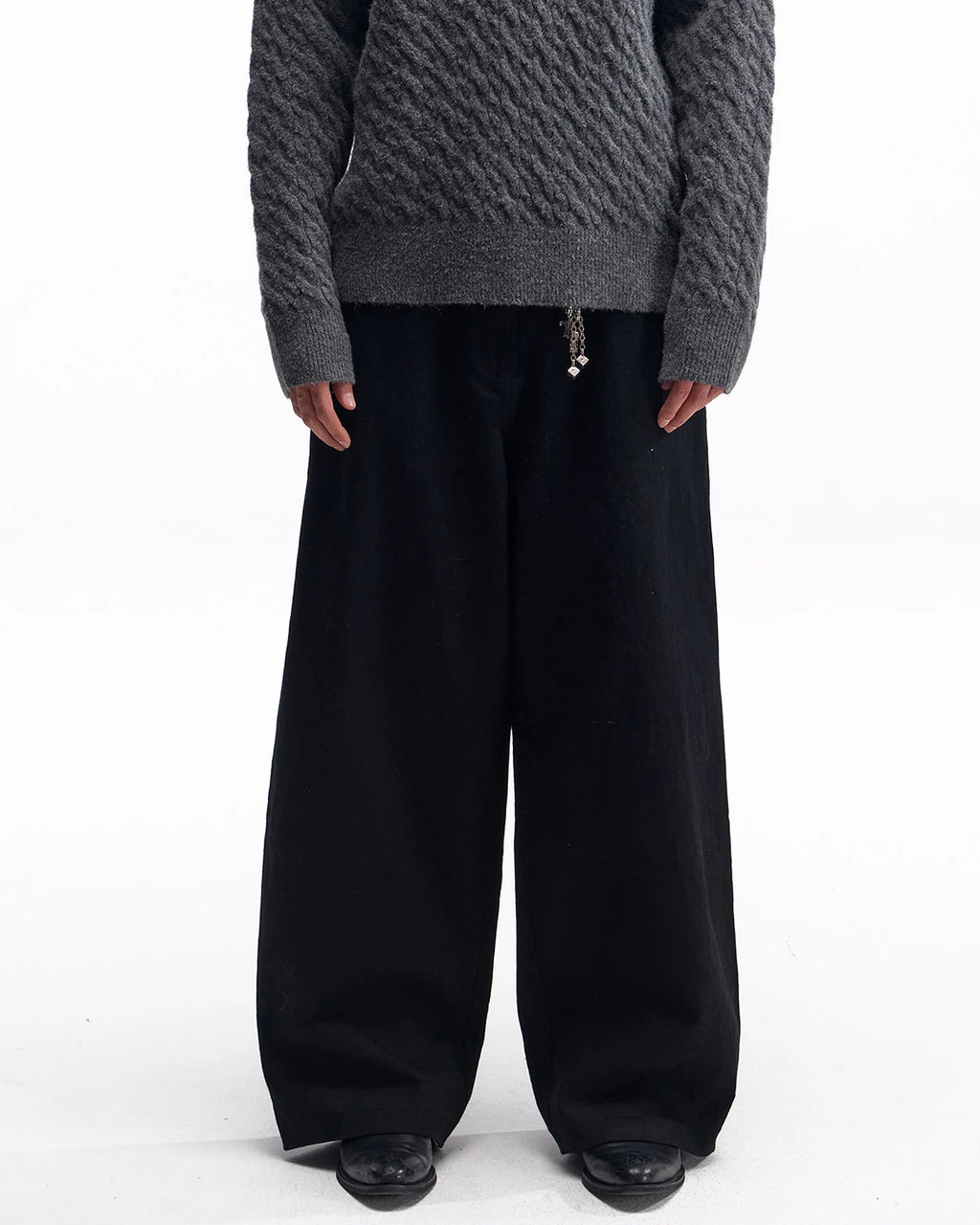 ZHABUXIAO Selvedge Red Line Double Pocket Curved Wide Jeans Black