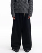 ZHABUXIAO Selvedge Red Line Double Pocket Curved Wide Jeans Black