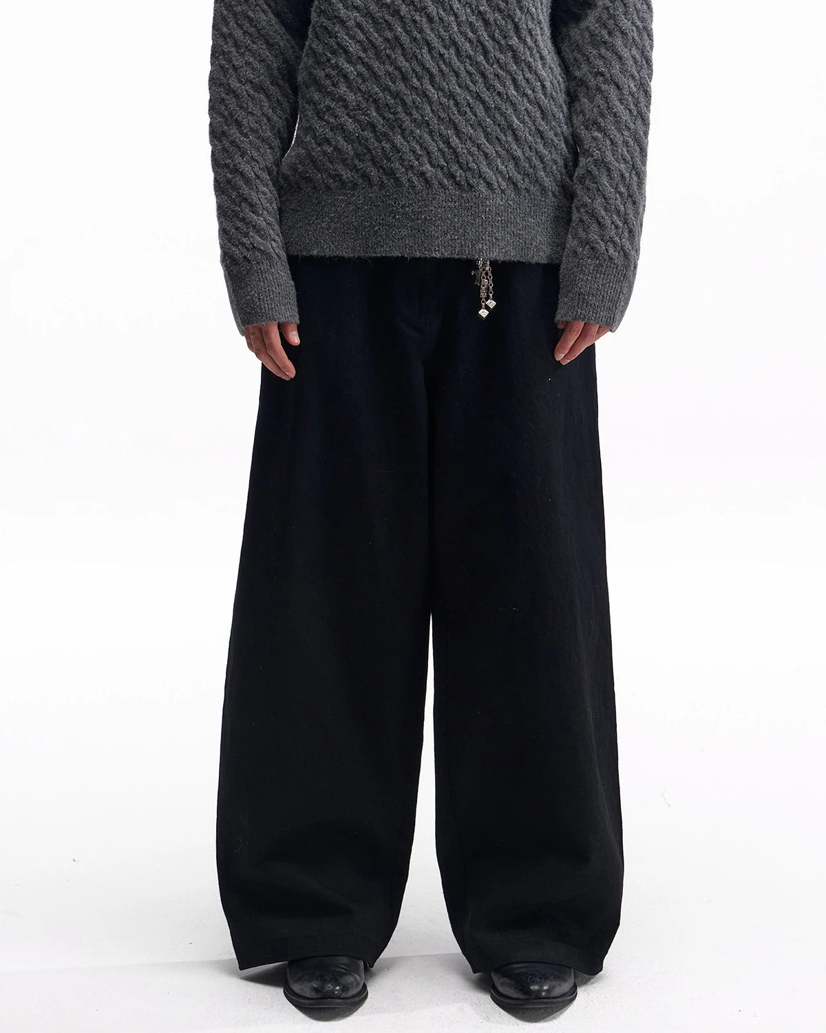 ZHABUXIAO Selvedge Red Line Double Pocket Curved Wide Jeans Black