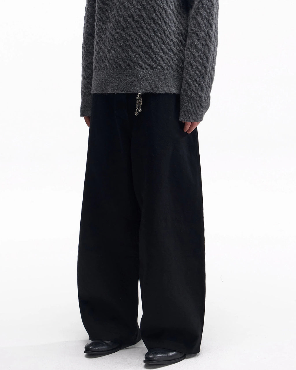 ZHABUXIAO Selvedge Red Line Double Pocket Curved Wide Jeans Black