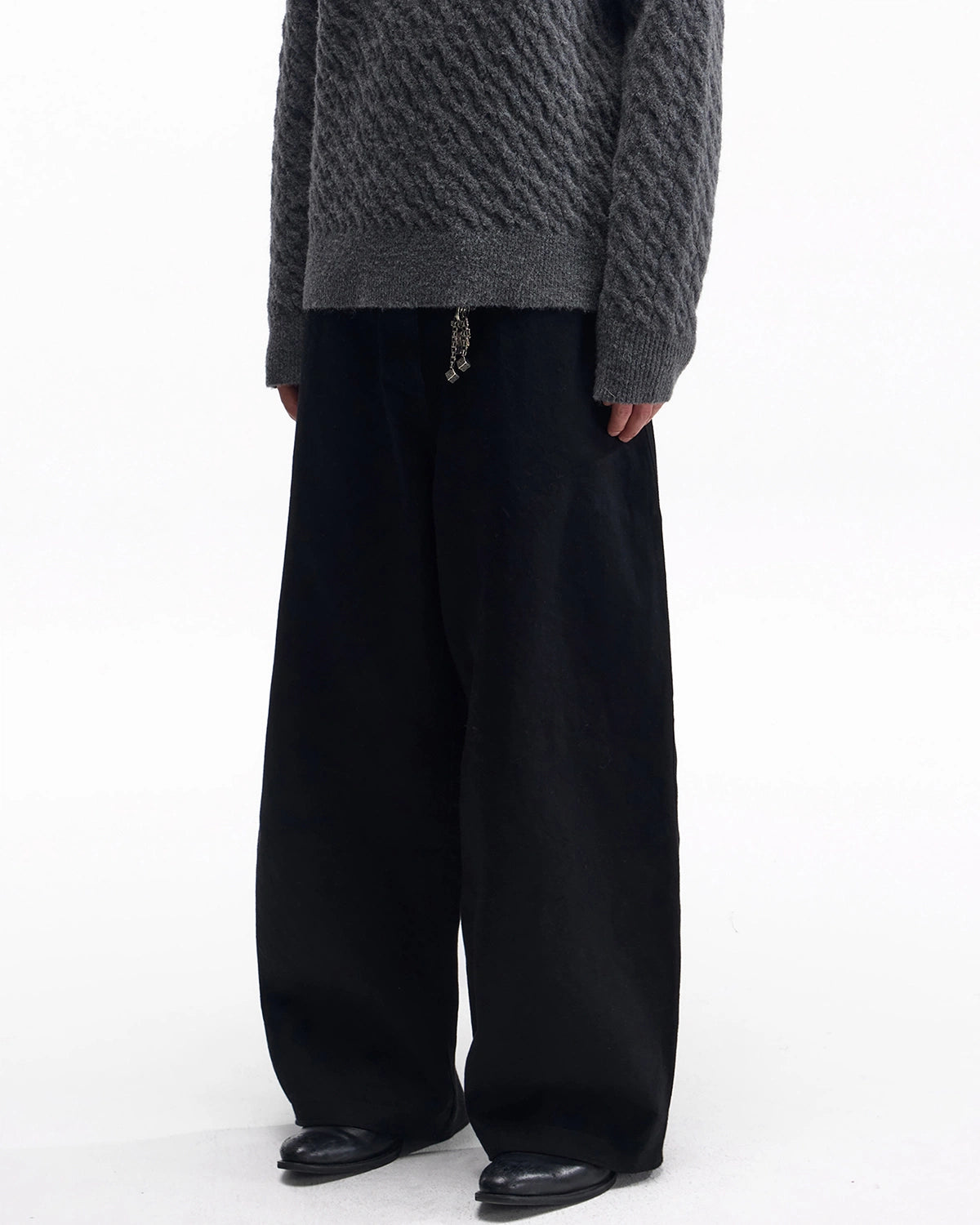 ZHABUXIAO Selvedge Red Line Double Pocket Curved Wide Jeans Black