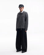 ZHABUXIAO Selvedge Red Line Double Pocket Curved Wide Jeans Black
