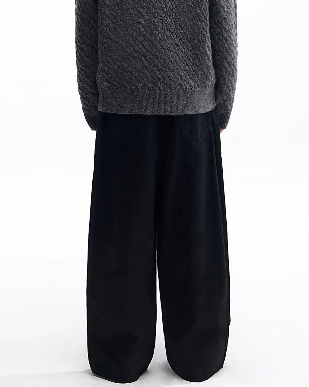 ZHABUXIAO Selvedge Red Line Double Pocket Curved Wide Jeans Black