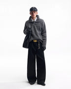 ZHABUXIAO Selvedge Red Line Double Pocket Curved Wide Jeans Black