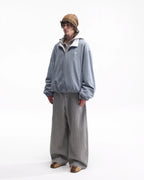 ZHABUXIAO Ramie Tencel Drawstring Adjust Casual Jacket Light Blue