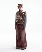 ZHABUXIAO Cow Pattern V Neck Layering Knit Sweater Vest Cow Print