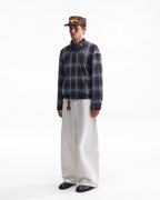 ZHABUXIAO Twill Cotton Double Pocket Cargo Curved Wide Jeans White