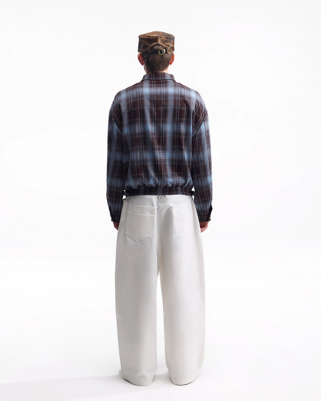 ZHABUXIAO Twill Cotton Double Pocket Cargo Curved Wide Jeans White