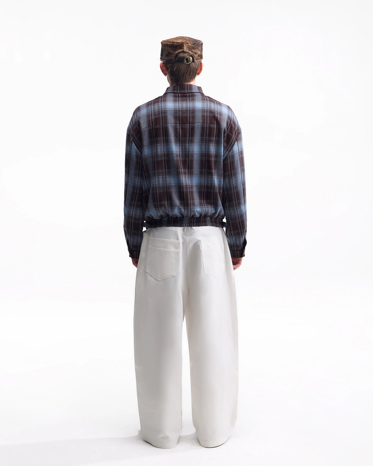 ZHABUXIAO Twill Cotton Double Pocket Cargo Curved Wide Jeans White