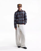 ZHABUXIAO Twill Cotton Double Pocket Cargo Curved Wide Jeans White