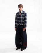 ZHABUXIAO American Retro Brushed Plaid Lapel Shirt Jacket Blue & Brown