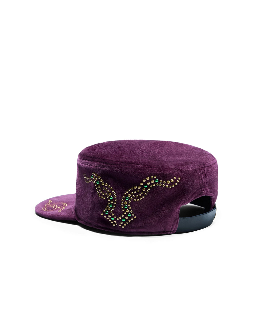 ZHABUXIAO Vintage Equestrian Crown Rhinestone Flat Cap Burgundy and Brown