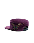 ZHABUXIAO Vintage Equestrian Crown Rhinestone Flat Cap Burgundy and Brown