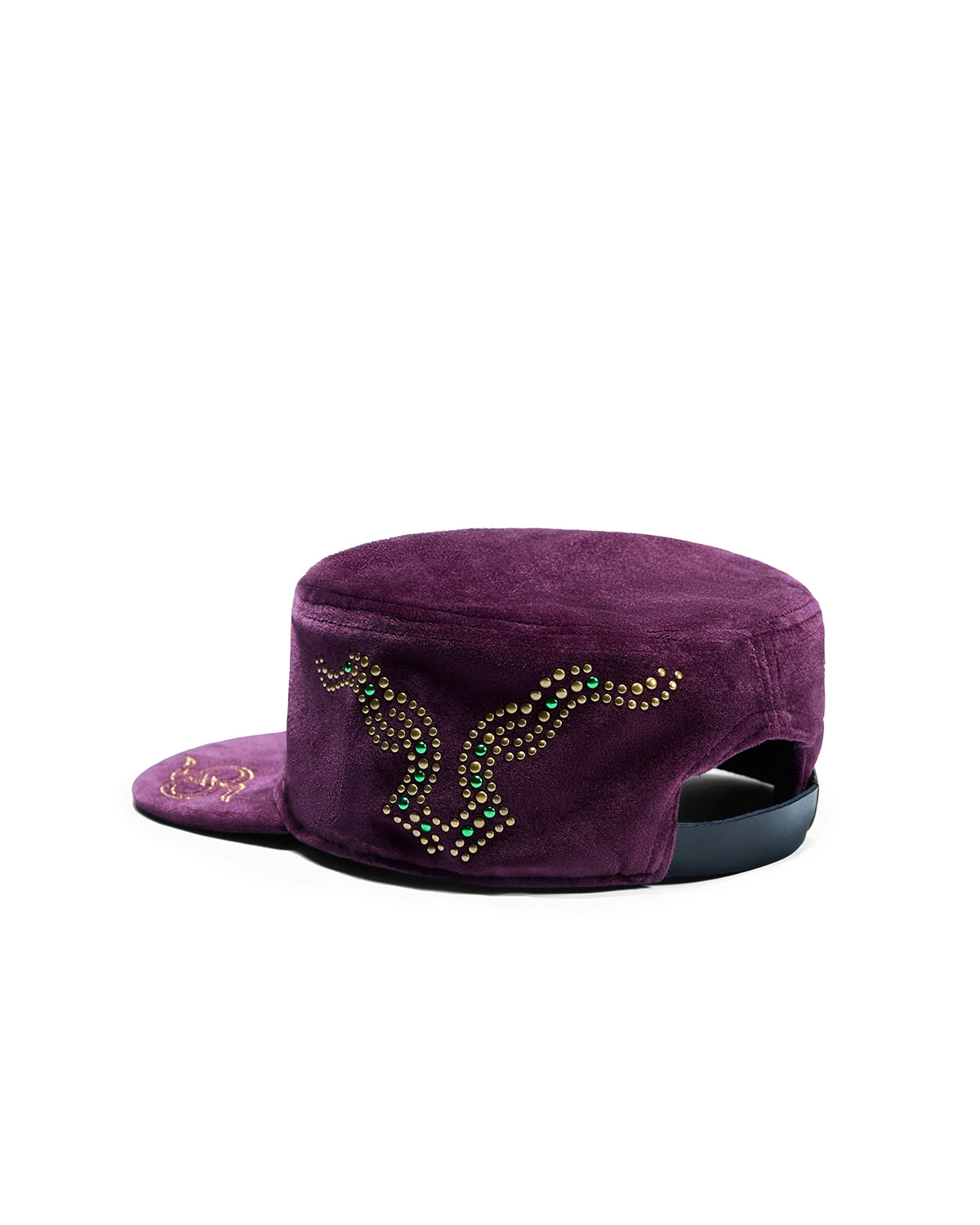 ZHABUXIAO Vintage Equestrian Crown Rhinestone Flat Cap Burgundy and Brown