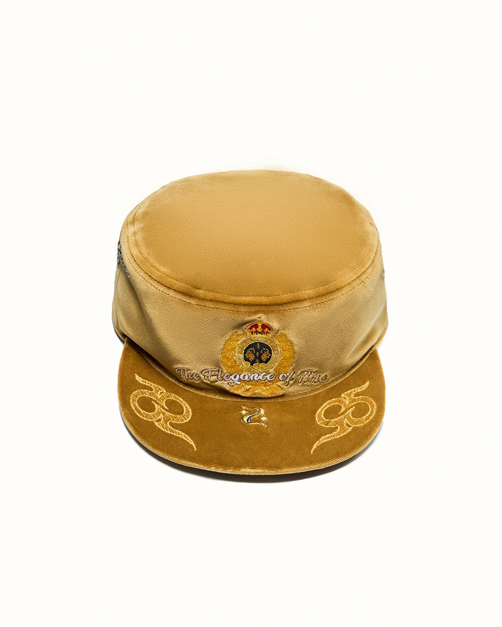 ZHABUXIAO Vintage Equestrian Crown Rhinestone Flat Cap Yellow