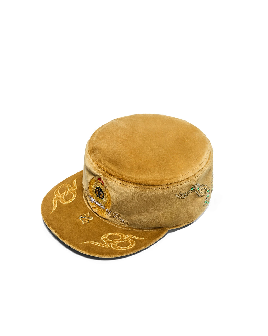 ZHABUXIAO Vintage Equestrian Crown Rhinestone Flat Cap Yellow