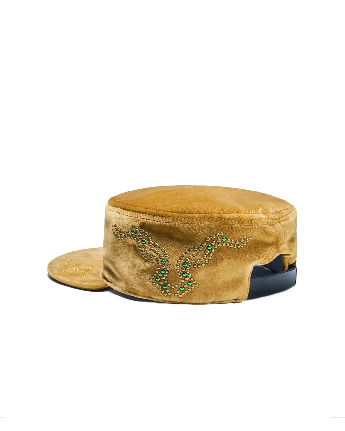ZHABUXIAO Vintage Equestrian Crown Rhinestone Flat Cap Yellow