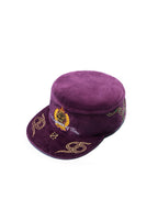 ZHABUXIAO Vintage Equestrian Crown Rhinestone Flat Cap Burgundy and Brown