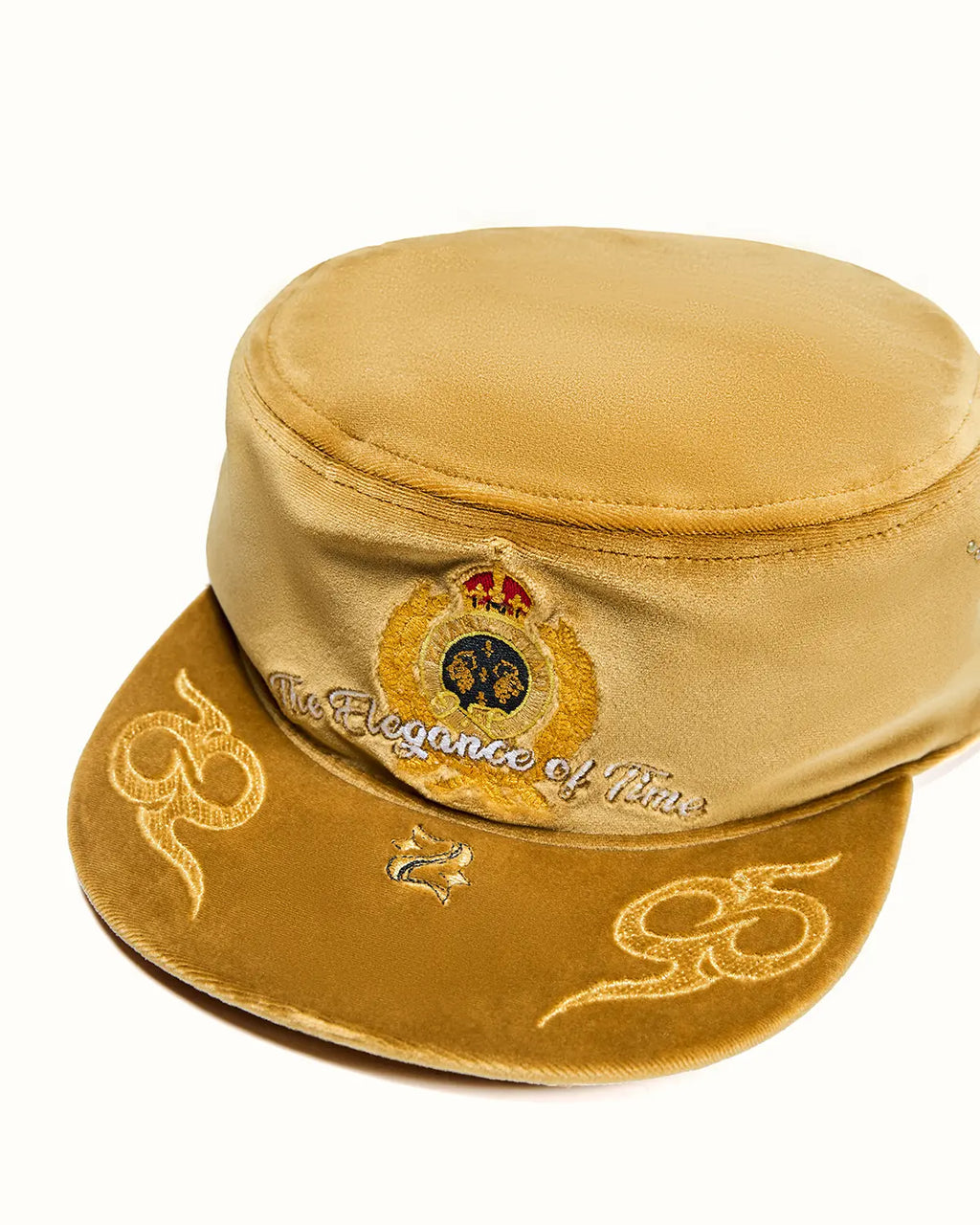 ZHABUXIAO Vintage Equestrian Crown Rhinestone Flat Cap Yellow