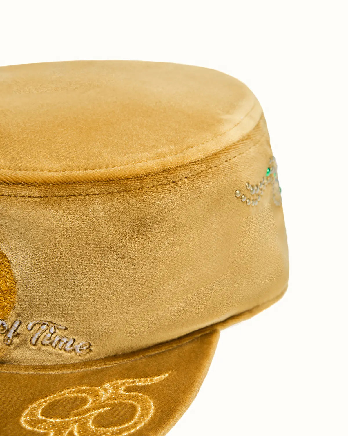 ZHABUXIAO Vintage Equestrian Crown Rhinestone Flat Cap Yellow