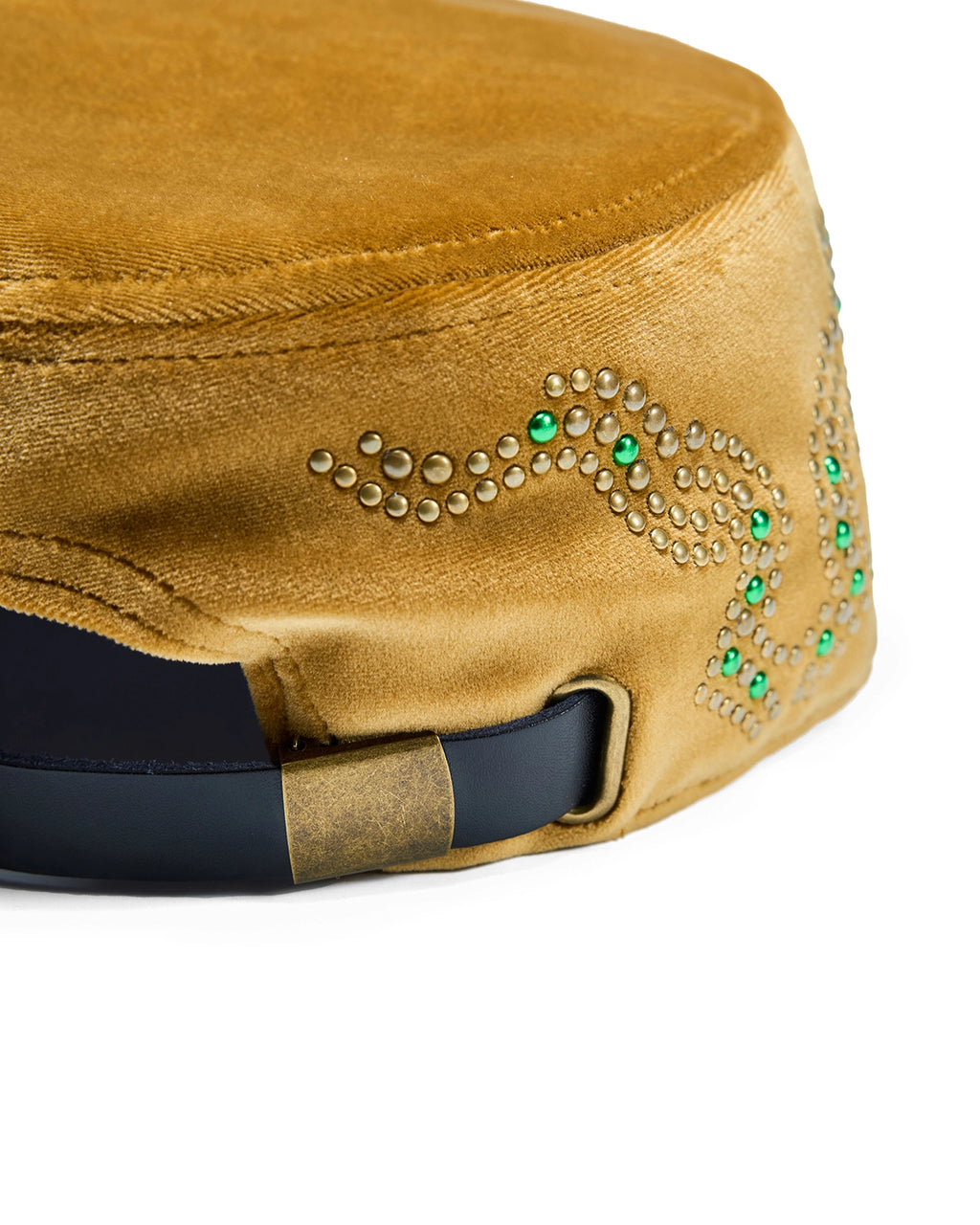 ZHABUXIAO Vintage Equestrian Crown Rhinestone Flat Cap Yellow