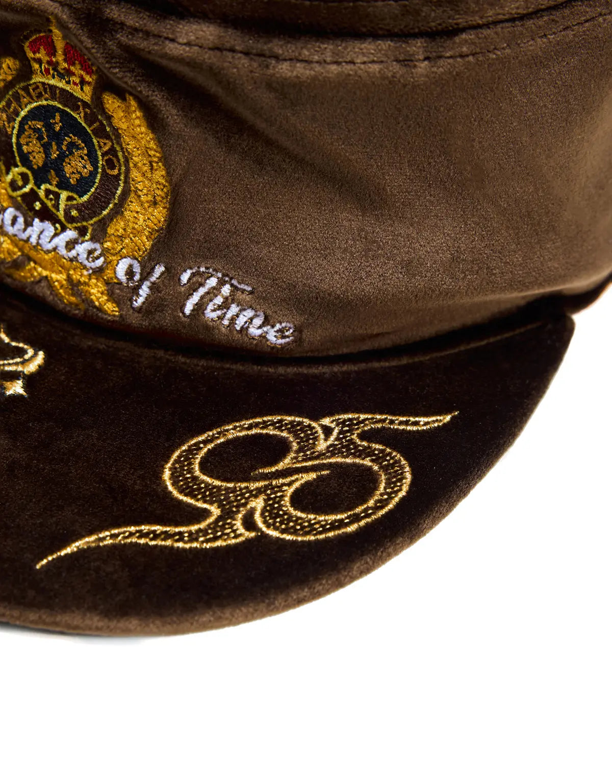 ZHABUXIAO Vintage Equestrian Crown Rhinestone Flat Cap Burgundy and Brown