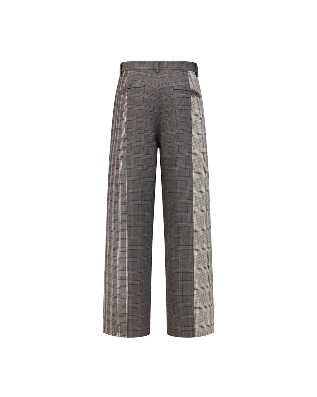 ZHABUXIAO Patchwork Plaid Wide Leg High Waist Trousers Dark Gray